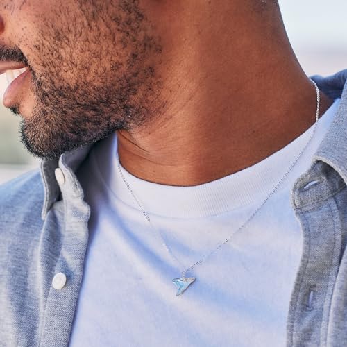 EVE'S ADDICTION Sterling Silver Sharks Tooth Design Pendant (16", 18", or 20")4