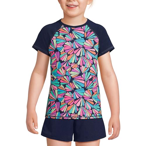 Image of Lands' End Girls Graphic Mock Neck UPF 50 Sun Protection Rash Guard