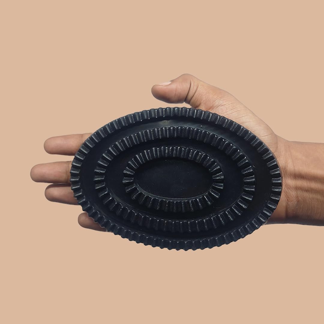 ZoOwill Rubber Curry Comb, Black, Oval Shape, Horse Grooming Tool, Flexible Design 1pcs-image-3