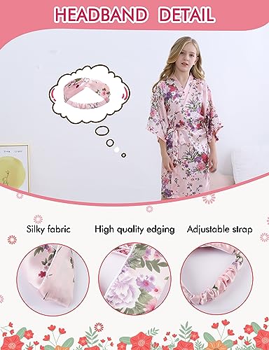 SEALINF Kids Girl's Floral Robe for Birthday Spa Parties Wedding Getting Ready Sleeping Gown4