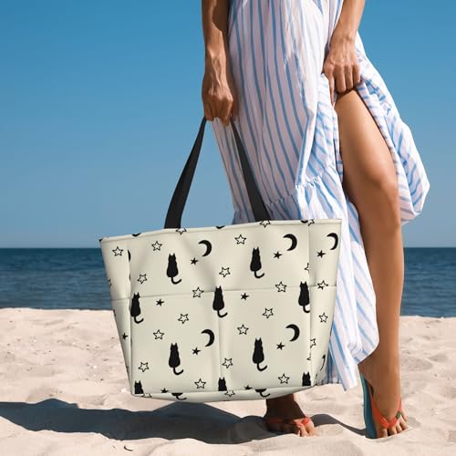 Animal Dark Gothic Cute Design Large Beach Tote Bags for Womens Mens Sandproof Swim Pool Bag with Zipper for Travel Vacation4