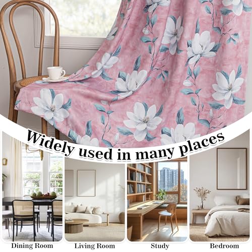 Image of MYSKY HOME Floor to Ceiling Floral Blackout Curtains 96 Inches Long 2 Panels Set for Girls Room - Black Out Thermal Insulated Energy Efficient Cute Spring Flower Printed Grommet, 52 inchW Each Panel, Pink