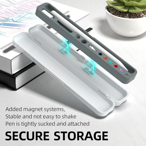 Image of AZF Hard PC&Silicone Magnetic case for Apple Pencil case(2nd Generation /1st Gen / (USB-C) and Samsung Galaxy S-Pen Series Pencil Protection Carrying Case. (Gray)