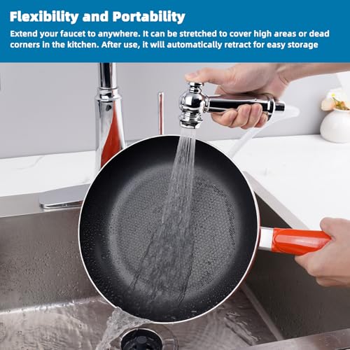Image of Universal Kitchen Sink Side Sprayer Head with Hose /Holder /Adapters, Chrome