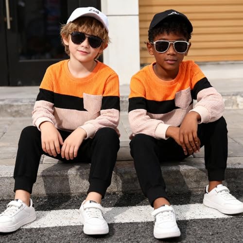 Image of Kid Toddler Boy Clothes Color Block Sweatshirt and Casual Pants 2Pcs Boys Fall Winter Outfits 1-5T