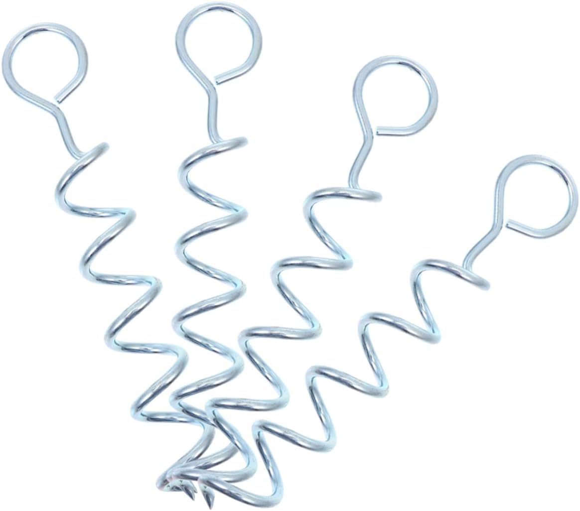 4 Heavy-Duty Spiral Iron Tent Stakes for Camping & Yard Use