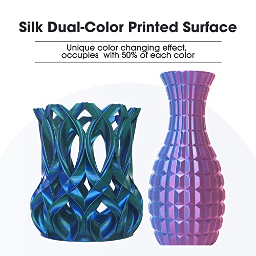 Image of eSUN Silk Magic PLA Filament 1.75mm, Shiny Silk Dual Color Co Extrusion 3D Printer Filament, 1KG (2.2 LBS) Spool 3D Printing Color Change Filament for 3D Printers, Red Green