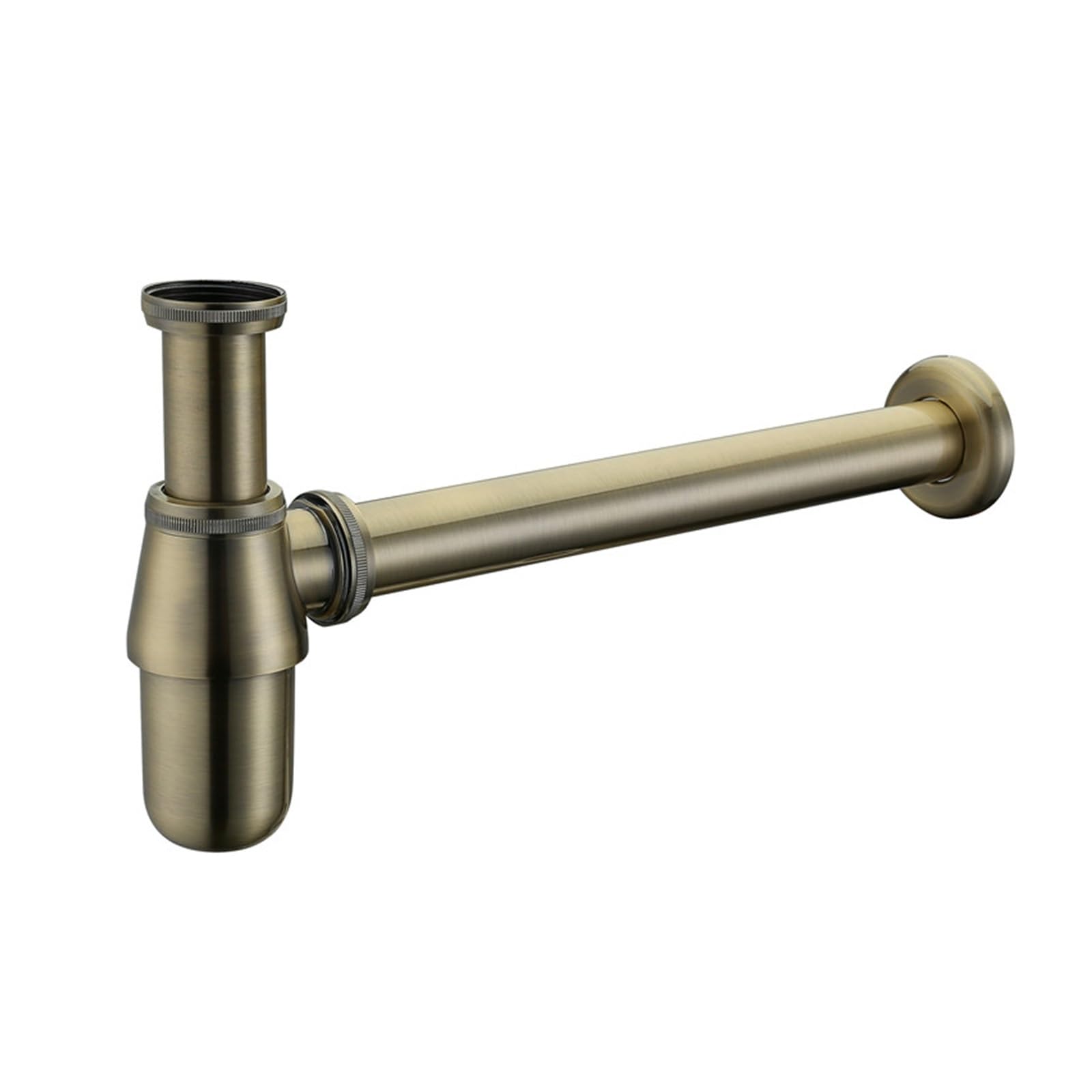 RAHBI Luksusowy syfon typu P-Trap w starym stylu z litego mosiądzu, syfon ścienny z rurką hydrauliczną z umywalką leisurely (Color : Brushed Bronze)