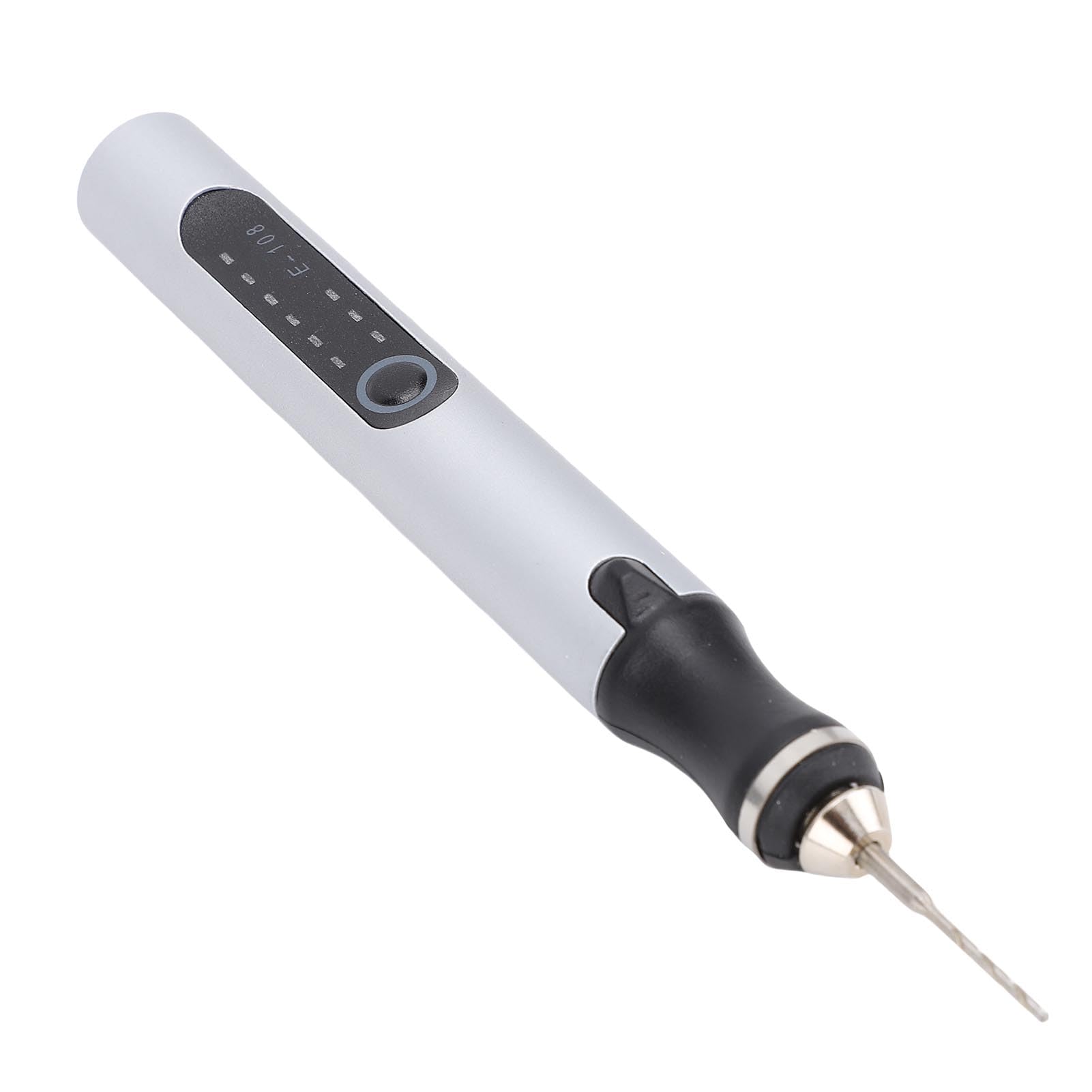 Penna per incisione elettrica multifunzionale con utensile rotante senza fili in lega di alluminio (Argento) | Ottieni incisioni e lucidature precise con questo strumento rotante senza fili per nail art su metallo, ceramica e vetro.