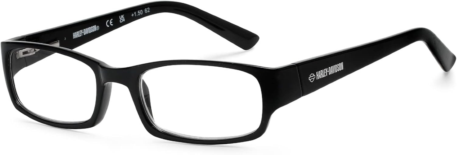 Harley-Davidson Classic Style Unisex Plastic Rectangular Readers - 1.50 Power