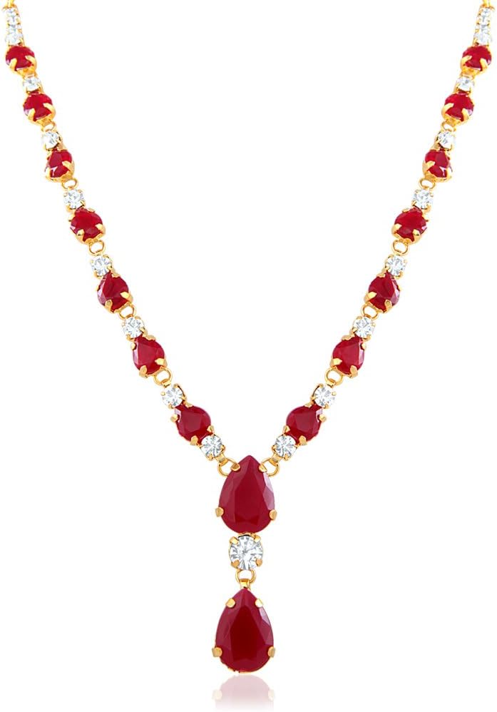 Oviya Gold Plated Charismatic Necklace with Ruby for Women and Girls PS2193114G