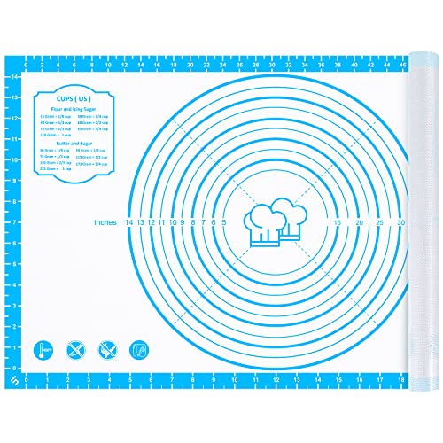 Image of Silicone Pastry Mat,26 inch x 16 inch Nonstick Large Durable Silicone Sheet Mat with Measurement Non-slip Dough Rolling Mat for Pie Crust, Pizza, Cookies