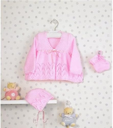 UKHKA Double Knitting DK Pattern - Baby Lacy Matinee Coat Bonnet & Bootees 175