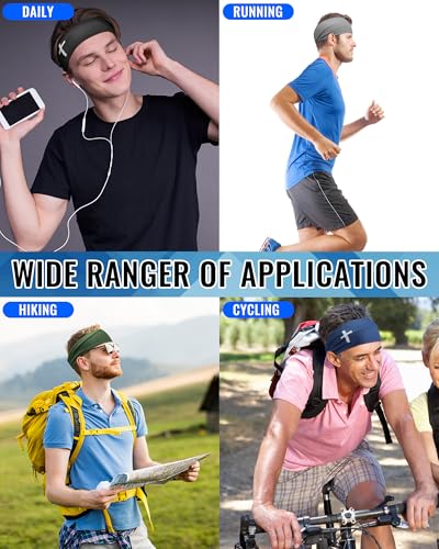 Image of Shihanee 6 Pcs Christian Headbands for Men Jesus Athletic Sweatbands Moisture Wicking Football Baseball Sports Hair Bands