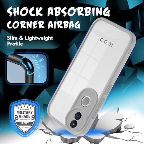 Image of V-TAN Back Cover for IQOO Z10R 5G, Transparent Clear Case Compatible with IQOO Z10R, TPU, Camera Protective, Scratch Resistant Shockproof Mobile Cover with Anti-Slip Grip (Gray)