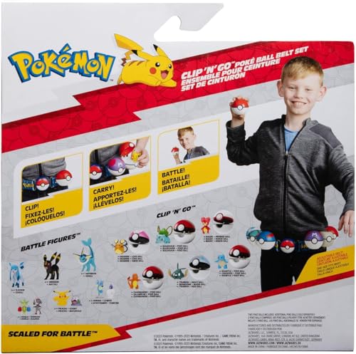 Image of Pokemon Pikachu Clip 'N' Go Belt Set - 2-Inch Pikachu Battle Figure with Clip 'N' Go Belt Plus Poke and Level Ball Accessories