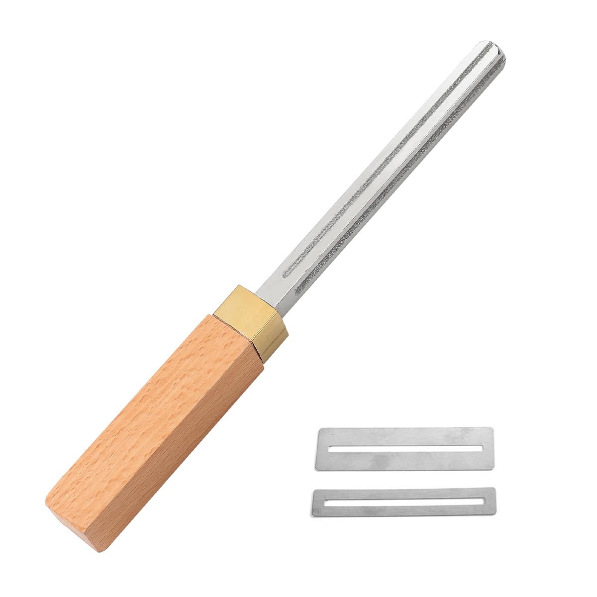 Gorise Outil de couronnement de frettes de Guitare en Diamant, Lime à frettes avec 3 Bords étroits/Moyens/Larges, Outils de réparation de Guitare et de luthier, Manche en Bois
