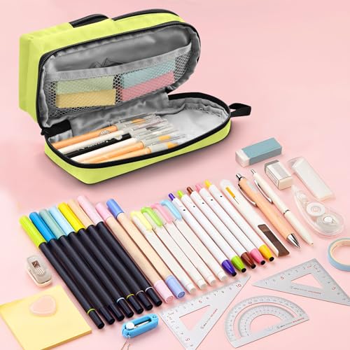 Image of ZAZYXTJ Softball Standing Large Capacity Pencil Case 3 Compartment Pen Pouch Storage Canvas Makeup Bag for School Office Teen Girl Boy Men Women