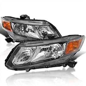 Spec-D Tuning Black Clear Side Headlights Compatible with Honda Civic Coupe 2012-2015 L+R Pair Head Light Lamp Assembly