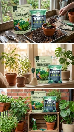 Image of Yellow Leaves Recovery Kit for Plants | Fix Dry & Yellow Leaves for Curry Leaves (Kadipatta), Tulsi & Indoor Plants | Neem Vermicompost (2KG) + Cocopeat (1KG) for Healthy Green Leaves