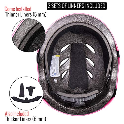 Turboske Skateboard Helmet, Cpsc-Compliant Bike Helmet Bmx Helmet Multi-Sport Helmet For Youth Men And Women (L, Matte Pink) #TOP3