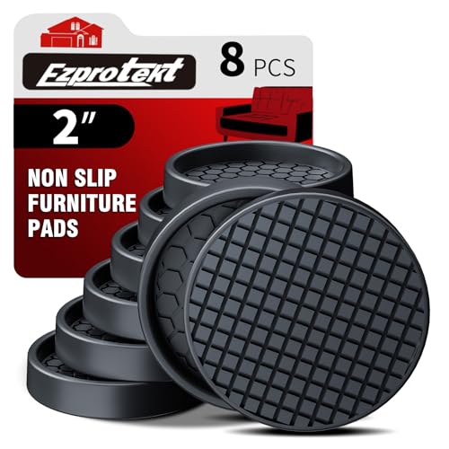 Image of Ezprotekt Non Slip Furniture Pads, 8 Pcs 2 inch Rubber Caster Cups, Anti Skid Furniture Coasters for Hardwoods Floors, No Slide Furniture Gripper, Floor Protector for Bed Couch Furniture Stoppers (Black)