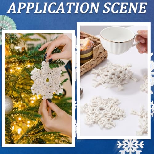 SUNNYCLUE Kit de 4 conjuntos de macramê DIY enfeites de macramê de Natal macramê flocos de neve chav