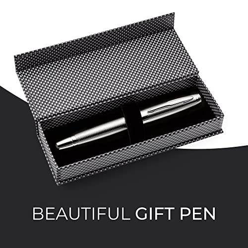 Zenzoi Chrome Fountain Pen | Luxury Fountain Pen, Executive Pen For Men, Women | Pen Gift Box W/Refillable Metal Pen, Fine Nib, Converter & 2 Ink Refill | Elegant, Quality, Fountain Pens For Writing #TOP6