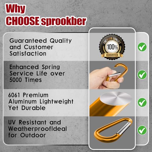 Image of sprookber 4 inch & 5 inch Extra Large Aluminum Carabiner D Ring, Caribeener Clips, Spring Snap Hook for Keychain Clip, Set of 4