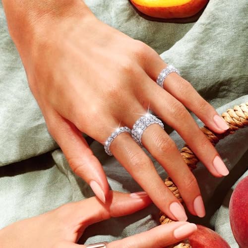 Kucheed 3PCS Rhinestone Stretch Ring, Fashion Crystal Stackable Finger Rings Set, Cute Toe Ring Body Jewelry, Silver Diamond Elastic Band Ring Accessories, Sparkly Thumb Pinky Ring for Women4