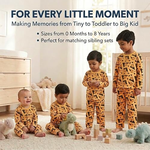 Image of The Mom Store Kids Cotton Night Suit for Boys and Girls | Breathable Night Dress for Kids Boys and Girls | Printed Nightsuit Pajama Set | Comfortable All-Season Sleepwear for Daily Use | Combo Set