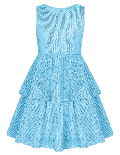 Amazon.com: Danna Belle Girls Sequin Dress Size 6 Sparkle Party Birthday  Special Occasion Prom Dresses Light Blue: Clothing, Shoes & Jewelry