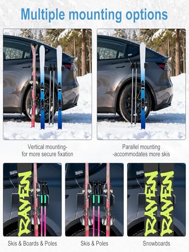 CrsaSwivo Magnetic Ski Holder for Side of Car - Magnetic Snowboard Mount - Holders to Prevent Ski Snowboard and Ski Pole from Tipping Over, Vehicle Paint Protection - Snowboard Accessories (2 Pack) - Thumbnail 3