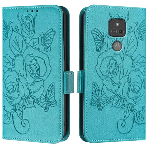 Étui Motorola Moto G Play 2021 bleu clair housse protection rabat cuir PU