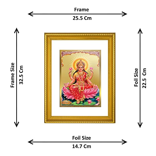 Image of Diviniti Lakshmi Gold Plated Wall Photo Frame, Table Decor| DG Frame 056 Size 3 and 24K Gold Plated Foil| Religious Photo Frame Idol For Pooja, Gifts Items (32.5 CM X 25.5 CM)
