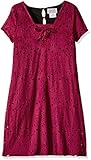 Blush by Us Angels Girls' Big Dress S/s A-Line Laser Cut Suede, Cranberry, 12