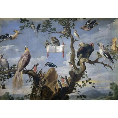 Tableau Concert d'oiseaux pour habiller un grand mur blanc de salon de 76x101