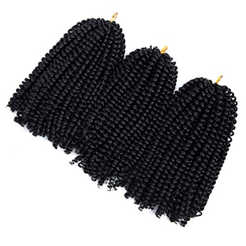 3 Packs Spring Twist Crochet Braiding Hair 110g 30Strands/pack Fluffy Soft Jamaican Bounce Synthetic Hair Extensions (#1B)