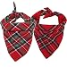 H-Shero 2 Pack Christmas Pet Dog Bandanas Triangle Bibs Scarf, Double-Cotton Plaid Printing Kerchief Set for Medium Size Dogs