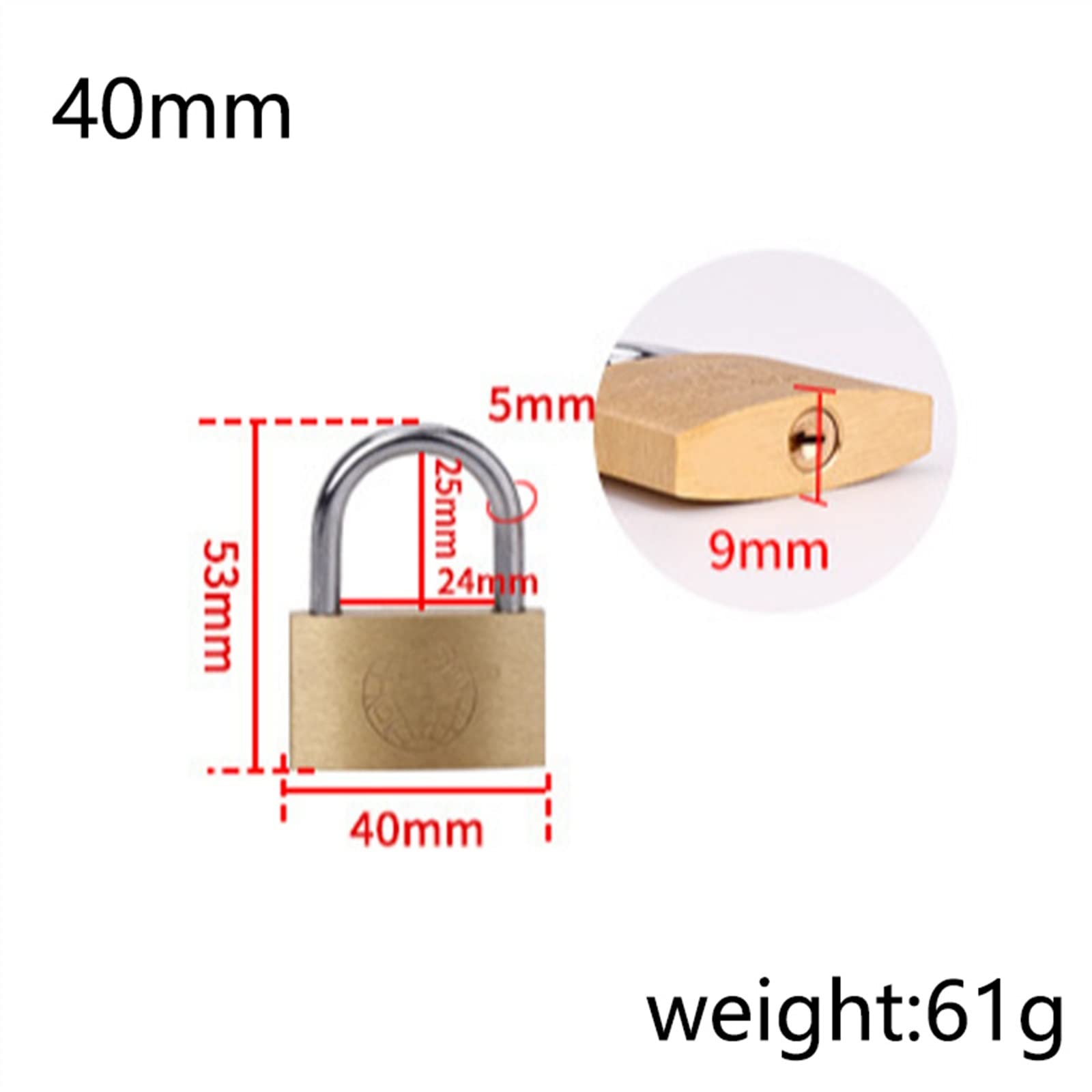 Ten sam klucz miedziana kłódka głowa wilka mosiężne małe zamki drzwi 20 mm 25 mm 30 mm 40 mm nie rdzewieje rdzeń blokujący zawiera 2 szt. (kolor: 40 mm 2 szt.)