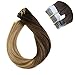 Produktbild LaaVoo 16 Zoll Balayage Echthaar Extension Tape in Tressen Dunkelstes Braun zu Hellbraun und Dunkle Honigblondine Balayage Skin Weft 50GR/20PC #2/8/16