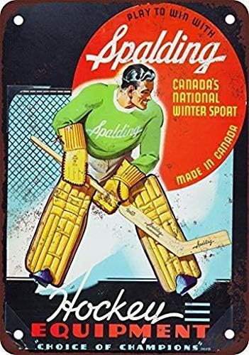Kexle 8 x 12 Metal Tin Sign 1940 Spalding Equipo de hockey Vintage Look Reproducción Retro Decoración