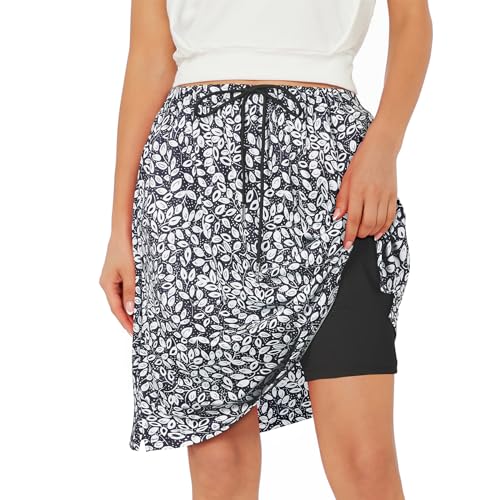 Zando Tennis Skirts for Women with Pockets Athletic Knee Length Golf Casual Skorts Shorts Sports Drawstring Waist Skirt