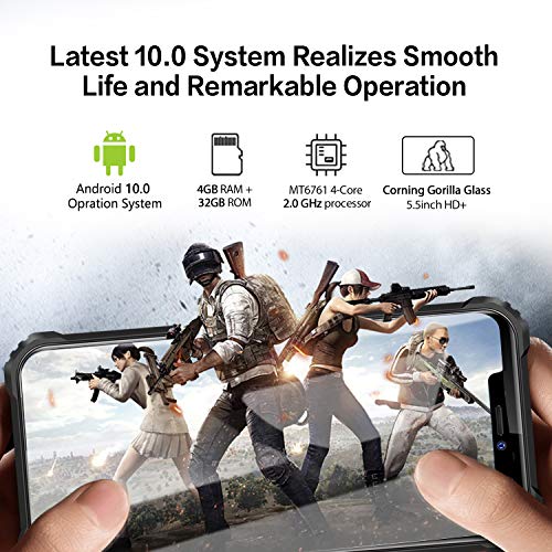 Rugged Smartphone Unlocked OUKITEL WP5(2020) Android 10 Cell Phone 8000mAh Battery 4GB+32GB Triple Camera 4 LED Flashlights IP68 Waterproof Phones 5.5 Inch Dual Sim GSM 4G, GPS, Bluetooth, WiFi