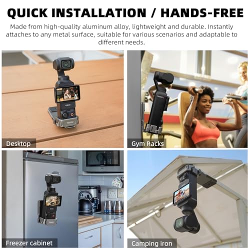 Image of Pocket 3 4 Magnetic Mount, Magnet Expansion Adapter Holder with Cold Shoe on Iron Fence, Aluminum Alloy Magnetic Mount Stand for DJI Osmo Pocket 3 4 /Xtra Muse Creator Combo Handle Accessories