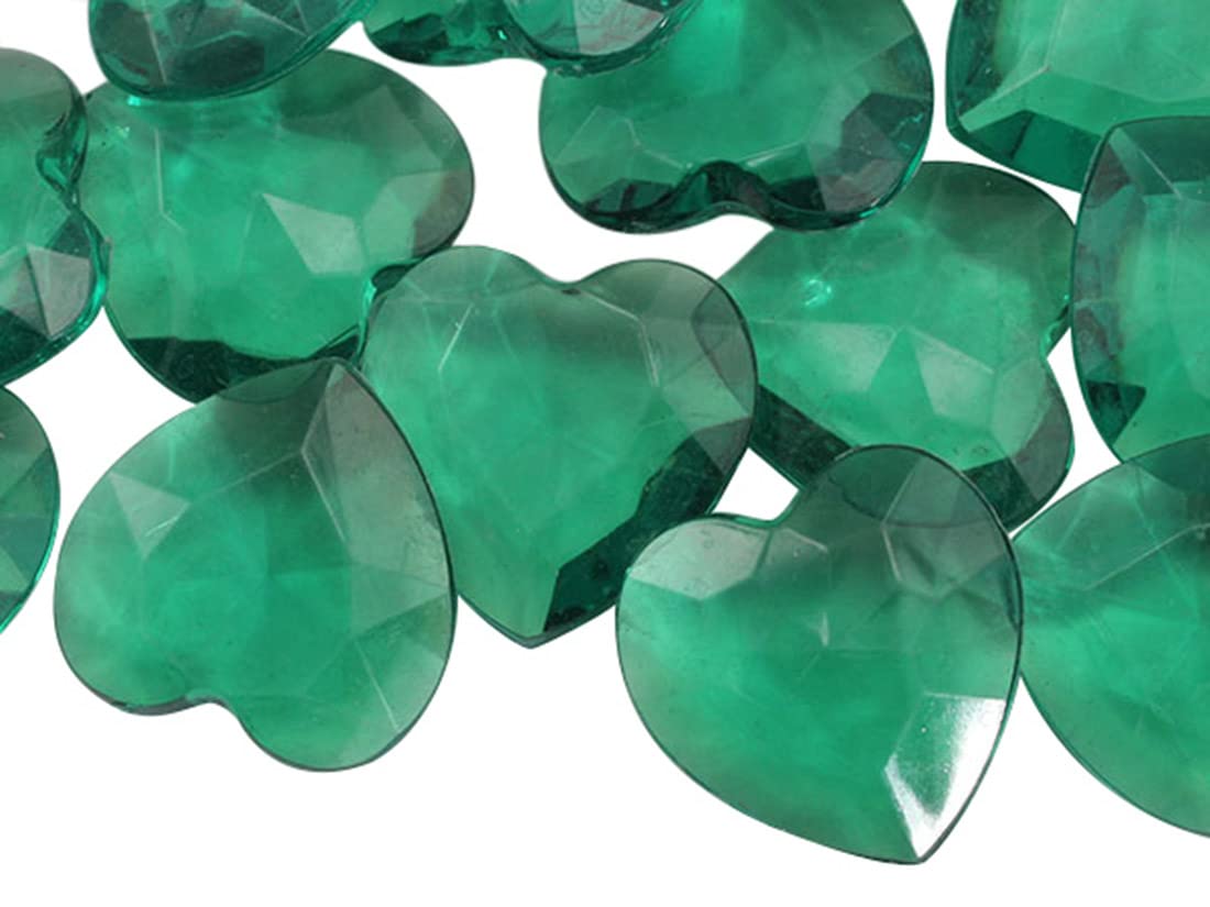 Allstarco 27mm Green CH18 Heart Acrylic Pirate Treasure Gems Plastic Jewels For Party & Games, Table Scatter, Vase Fillers
