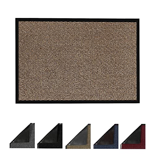JKZ RUG AND DOORMATS Door Mats Non-slip Barrier Mat Indoor/Outdoor Kitchen Mat Heavy Duty Material Rubber Backed Door Mat Super Absorbent Small Large Barrier Mats Rugs (60 x 90 cm, Brown)