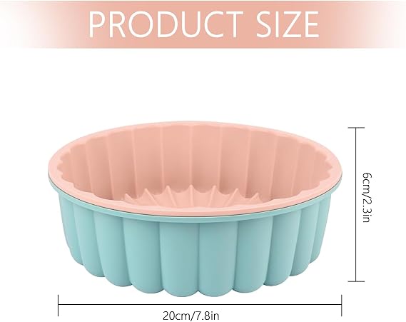 YXHZVON 2PCS Charlotte Cake Mold, 8 Inch Silicone Charlotte Cake Pan, Silicone Baking Molds, Baking Pastry Molds for Cake, Jello, Gelatin, Bread (Pink+Blue)