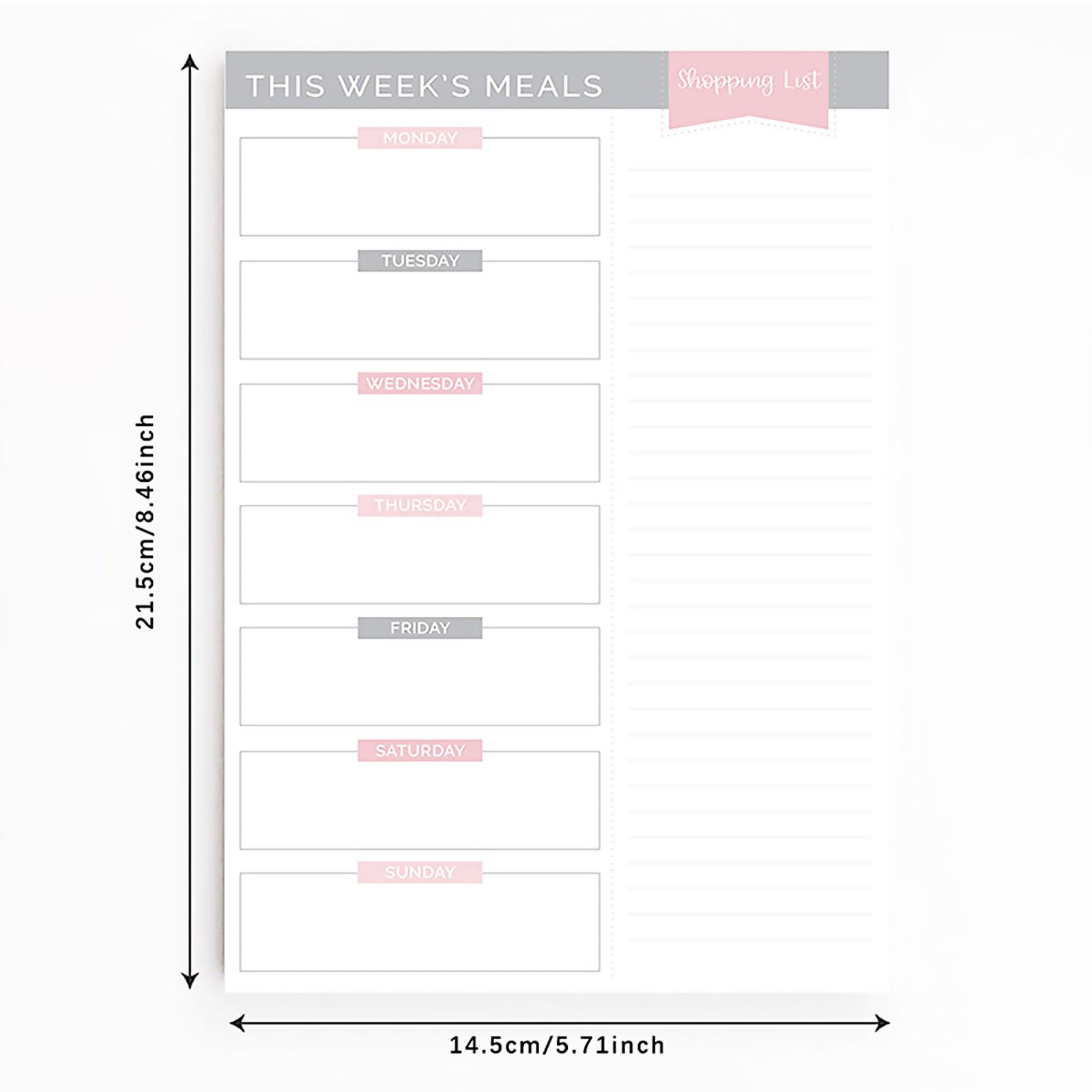 Planificateur Repas A5 Daily Planner 50 Pages Liste de Courses Bloc Semainier Déchirable Cuisine Suivi Eau