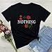 BLACKMYTH Women Summer Nothing Rose Print Short Sleeve Top Tee Graphic Cute T-Shirt Black Small